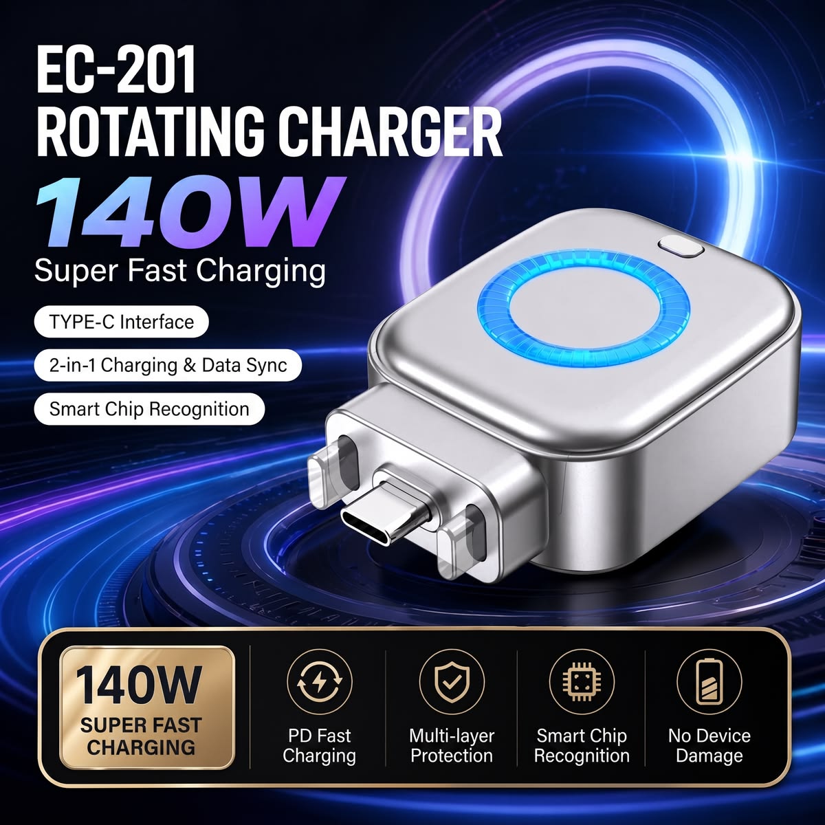 Auto Eject Charging Separator Type-C Charger